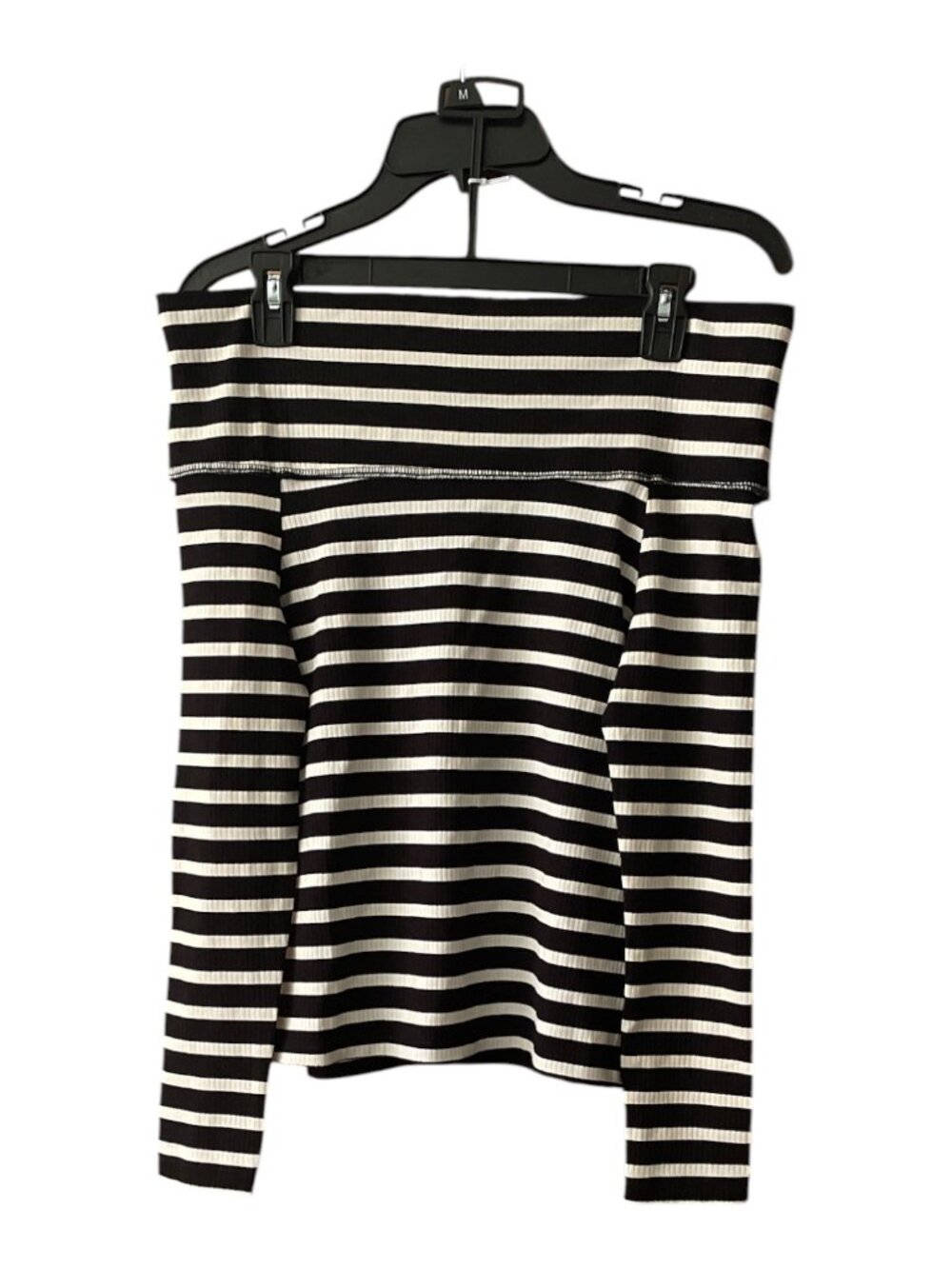 Women's Off Shoulder Full Sleeve Top, Code, M, Black & White, NWOT
